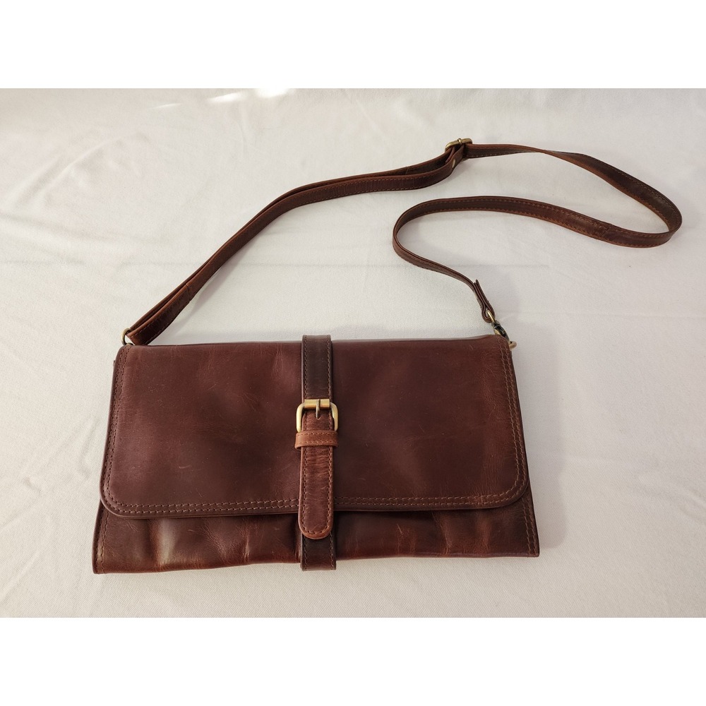 The Leather Store Crossbody Robin Clutch Bag Handmade Purse Brown